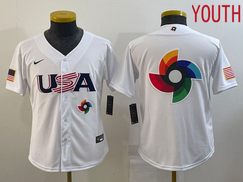 Youth 2023 World Cub USA Blank White Nike MLB Jersey1->women mlb jersey->Women Jersey